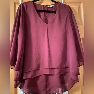 Jennifer Lopez flowy blouse, burgundy or maroon, size L